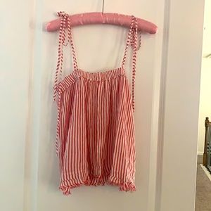 Elan summer top, striped white and red